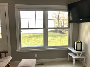 Living room view of the lake.