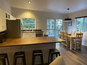 Lots of space for dining, cooking, and hanging out.