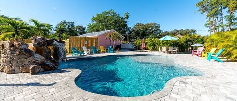The heated community pool area between our 3 private vacation homes