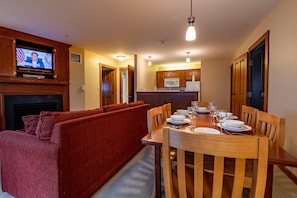 DINING, LIVING AREA AND GALLEY KITCHEN