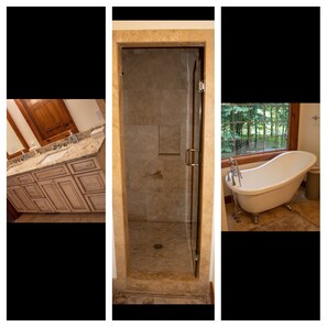 Master bath with tub and shower