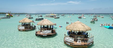 Take a Tiki Boat to Crab Island!