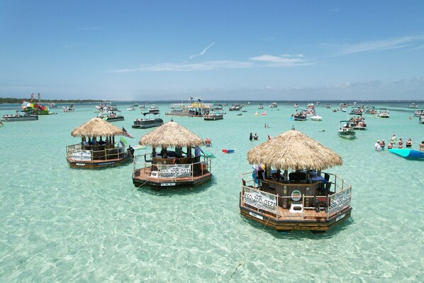 Take a Tiki Boat to Crab Island!
