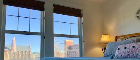 View from the primary bedroom of the historic Chapel and Municipal Court