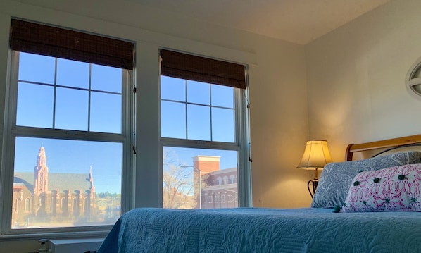 View from the primary bedroom of the historic Chapel and Municipal Court