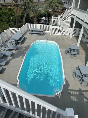 Very Private Pool, Tables to dine, Various Chairs surrounding
