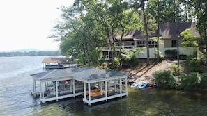 Camelot lake home and dock area