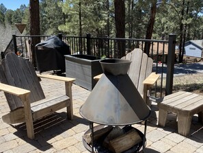 Fire pit and sitting area on patio