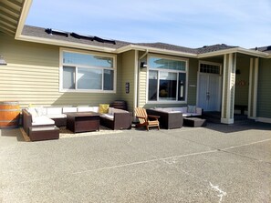 Lots of outdoor seating with firepit to enjoy sunny days and relaxing evenings