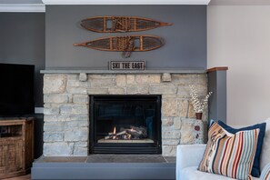 Warm up by the gas fireplace