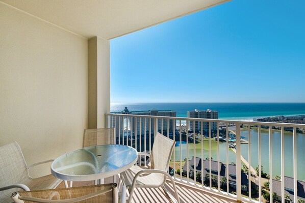 Enjoy a meal on the balcony