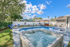 Relax and enjoy the Florida sun in our hot tub and pool