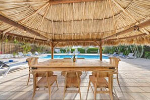 A patio perfect for outdoor dining and lounging