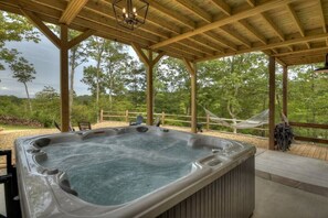 Relax in the 6 person hot tub! 