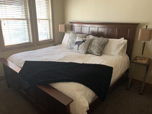 King bed with quality linens.