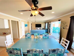 Dining for eight inside plus outside dining for eight on an Ocean View balcony! Spacious Living room with two couches 75" Smart Fire TV!