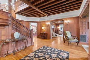 Large welcoming foyer, with stunning wood detail