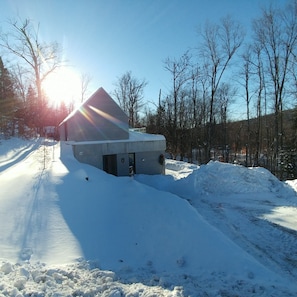 Winter side view of the exterior 