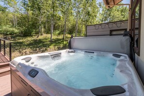 Unwind in the bubbling hot tub