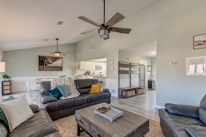 Top-Level Living Room with Deck Access