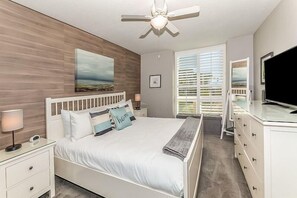 Master bedroom with king size mattress