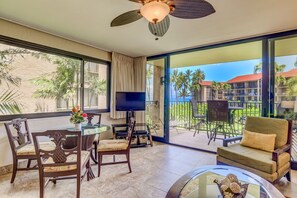 Indoor/outdoor living with floor to ceiling windows