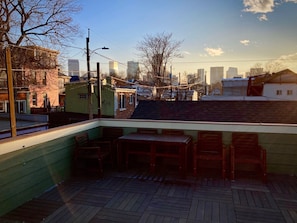 Downtown Denver skyline from private 500 square foot deck.