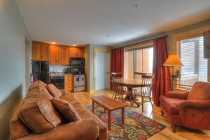 Queen pull-out couch in living room