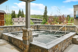 Huge 30 person hot tub with mountain views