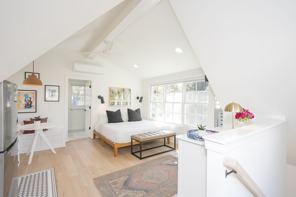 Welcome to our sunny studio! (And YES. That's a king-size bed!)