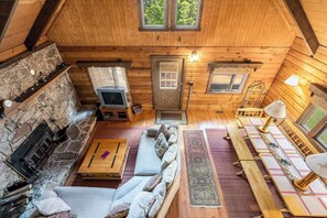 From the top- living room and dining area.