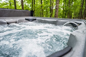 Relax in our outdoor hot tub!