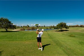 Playing golf