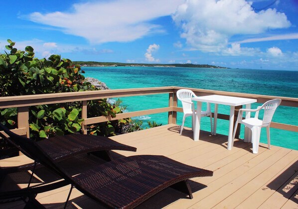 Breakfast, lunch or dinner with a surreal ocean view from the deck.