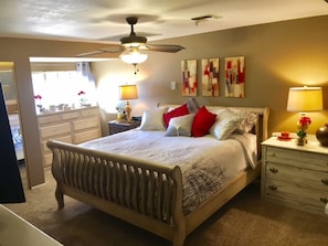 Master bedroom with a king size soft mattress for your comfort. 