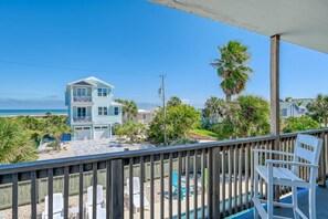 The incredible balcony overlooks your private pool and the ocean.