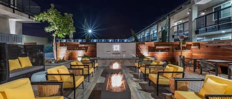 Courtyard with multiple fire pits