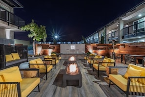 Courtyard with multiple fire pits