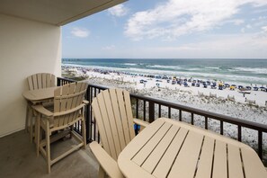 Enjoy morning coffee while overlooking the beach