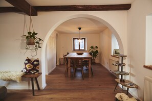 Dining room viewed from the stairs leading up from the entrance