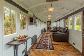 The Railway Carriage: The light-filled living area