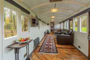 The Railway Carriage: The light-filled living area