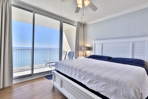 King size bed in the master bedroom.