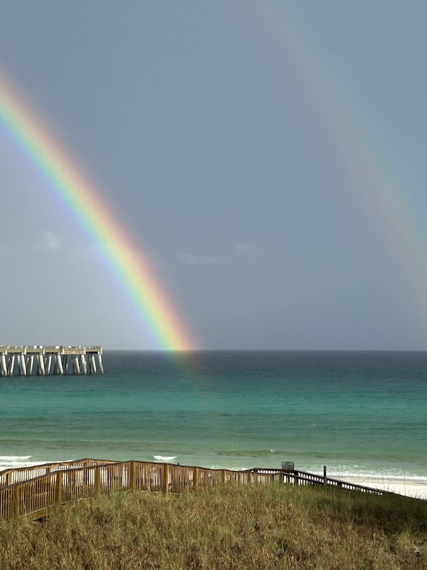 View of double rainbows from our balcony!