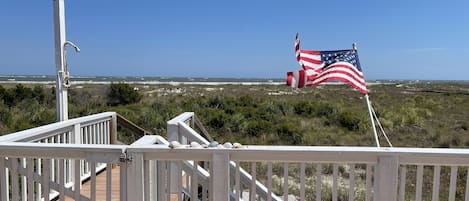 Just dunes & sand are between you & the Atlantic Ocean on this big spacious deck