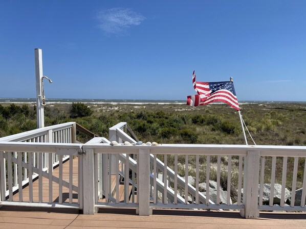 Just dunes & sand are between you & the Atlantic Ocean on this big spacious deck