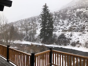 View of the river in winter from our patio.