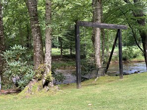 Swing by the river on front yard