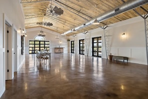 Bright, Flexible Open Space / French Doors & wood ceilings ready for your decor.