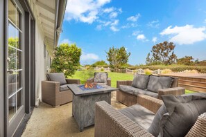 Seating area around fire pit